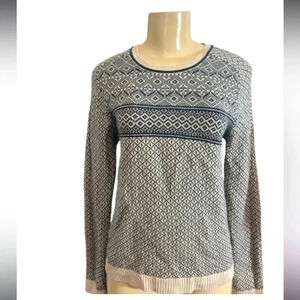 GAP SWEATER NAVY BLUE & CREAM GRANDMA CORE CREWNECK LONG SLEE